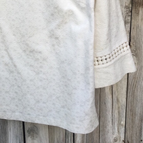 Lilly Pulitzer Embroidered Square Neck Floral Print Blouse Ivory 6 - Picture 6 of 13